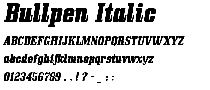 Bullpen Italic font